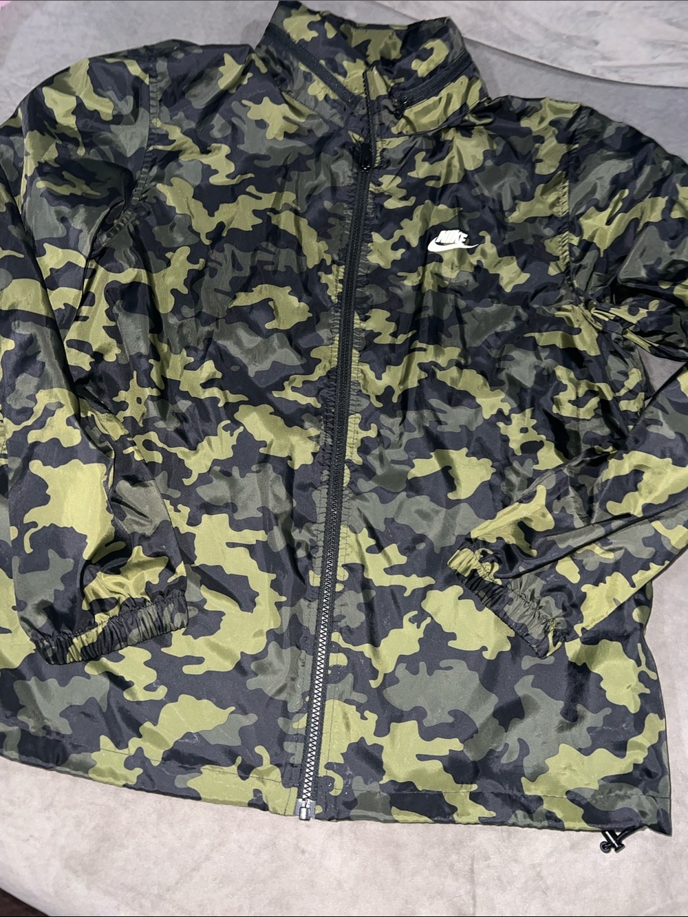 Nike Olive/Black Camo Zip Windbreaker Jacket